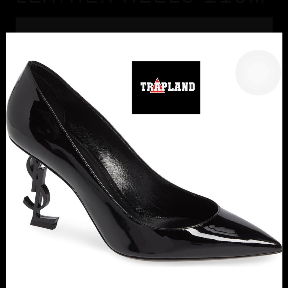 SAINT LAURENT LOGO-OPYUM PATENT LEATHER HEELS 110M